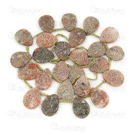 1112-240108-1808 - Bille de Pierre Fine Naturelle forme Goutte 18x13x3mm Granite Rouge Jhansi Trou 0.8mm Corde 15po (approx.24pcs) 1112-240108-1808,Gamme régulière,Autres formes,montreal, quebec, canada, beads, wholesale