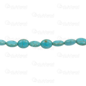1112-240112-1002 - Bille de Pierre Fine Reconstitué Turquoise Bleu Oval 10x8x5mm Trou 1mm Corde de 16 Pouces 1112-240112-1002,montreal, quebec, canada, beads, wholesale