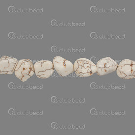1112-240213-02 - Semi precious stone bead reconstructed beige turquoise nugget irregular shape-size 16\"string (appr.25pcs) 1112-240213-02,pepite,montreal, quebec, canada, beads, wholesale