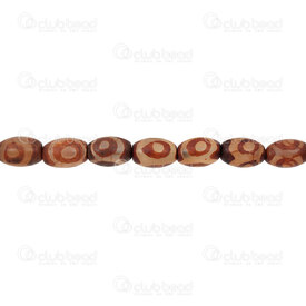 1112-240307-1202 - Natural Semi Precious Stone Bead Cylinder Red Tibetan Agate 12x8mm with Evil Eye Dzi Design 1.2mm hole 15in String (approx. 38pcs) 1112-240307-1202,cylinder,montreal, quebec, canada, beads, wholesale