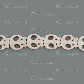 1112-240313-02 - Semi-precious Stone Bead Skull Flat 20x20x4mm Dyed Magnesite Beige 16\'\' String 1112-240313-02,magnésite,montreal, quebec, canada, beads, wholesale