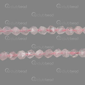 1112-240606-0802 - Semi precious stone Bead Geometrical 8mm Rose Quartz Facetted 1mm hole (approx. 40pcs) 15'' String 1112-240606-0802,quartz rose 8mm,montreal, quebec, canada, beads, wholesale