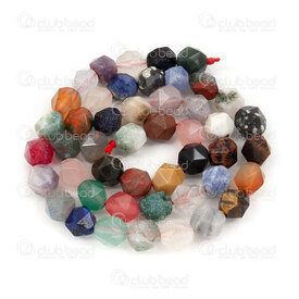 1112-240606-08MIX - Semi Precious Stone Bead Geometrical 8mm Assorted Stone Faceted 0.8mm hole 15\" String 1112-240606-08MIX,Geometrique,montreal, quebec, canada, beads, wholesale