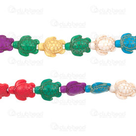 1112-2410-0102 - Reconstructed Semi Precious Stone Bead Turtle 18x14x7mm Mix Color Turquoise 1.5mm hole (approx. 20pcs) 16.5'' String 1112-2410-0102,Pierre Turquoise,montreal, quebec, canada, beads, wholesale