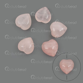 1112-2414-1404 - Natural Semi Precious Stone Bead Heart 14x14x9mm Rose Quartz 1mm hole 10pcs 1112-2414-1404,quarts,montreal, quebec, canada, beads, wholesale