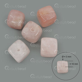 1112-2710-02 - Natural Semi Precious Stone Cube Rose Quartz 20x20mm Half Drilled 3mm hole (can be use as incense holder) 5pcs 1112-2710-02,D,montreal, quebec, canada, beads, wholesale