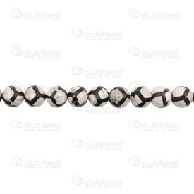 1112-3002-0802 - Semi-precious Stone Bead Round 8MM Tibetan Agate Scale Strip Black 16'' String 1112-3002-0802,SCALE,montreal, quebec, canada, beads, wholesale
