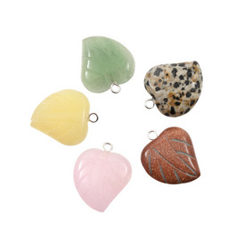 *1112-9958 - Pendentif de Pierre Fine Cœur 18MM Mix 5pcs *1112-9958,Billes,Pierres,Pendentif pierres fines,montreal, quebec, canada, beads, wholesale