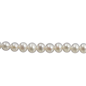 A-1113-0112-WHITE - Bille de Perle D'eau Douce Rond 4X5MM Blanc Corde de 16 Pouces A-1113-0112-WHITE,montreal, quebec, canada, beads, wholesale