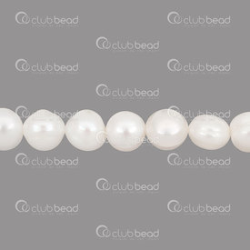 1113-0130 - Fresh Water Pearl Bead Round rimmed White 11-12mm 13" String 1113-0130,montreal, quebec, canada, beads, wholesale