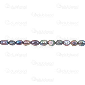 1113-0131-2PCK - Fresh Water Pearl Bead Oval 6x7-8mm Peacock 0.5mm hole 15" String 1113-0131-2PCK,paon,montreal, quebec, canada, beads, wholesale