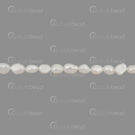 1113-0131-2WH - Perle d'Eau Douce Bille Oval 6x7-8mm Blanc Trou 0.5mm Corde de 15 Pouces 1113-0131-2WH,Billes,Perles pour bijoux,D'eau douce,montreal, quebec, canada, beads, wholesale