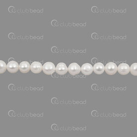 1113-0132-2-WH - Fresh Water Pearl Bead Round-Oval 6.5x7.5mm White 0.5mm hole 13" String 1113-0132-2-WH,Beads,montreal, quebec, canada, beads, wholesale