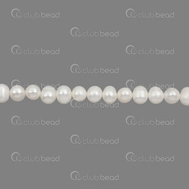 1113-0132-WH - Perle d'Eau Douce Bille forme Patate 7-8mm Blanc Corde de 13 pouces 1113-0132-WH,montreal, quebec, canada, beads, wholesale
