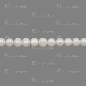 1113-0144-WH - Perle d\'Eau Douce Bille Oval 5.5x6-6.5mm Eclat Naturel Blanc Trou 0.5mm Corde 13po 1113-0144-WH,Billes,Perles pour bijoux,D'eau douce,montreal, quebec, canada, beads, wholesale