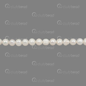 1113-0198-WH - Fresh Water Pearl Bead Round 5x6mm White 0.5mm hole 13.5" String 1113-0198-WH,Beads,montreal, quebec, canada, beads, wholesale