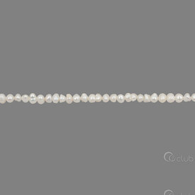 1113-0202 - Perle d'Eau Douce Bille Rond 3-4mm Blanc Corde 13 pouces 1113-0202,montreal, quebec, canada, beads, wholesale
