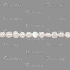 1113-0214-WH - Fresh Water Pearl Bead Round Flat 8-9x9mm White no Rim 0.5mm Hole 13” String 1113-0214-WH,Beads,montreal, quebec, canada, beads, wholesale