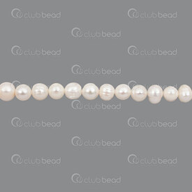 1113-0215-2WH - Fresh Water Pearl Bead Round 7-8x8mm White Rimmed 0.5mm Hole 15in String 1113-0215-2WH,1113-0,montreal, quebec, canada, beads, wholesale
