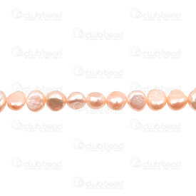 1113-0258-PK - Fresh Water Pearl Bead Flat Potato 7.5x9mm Pink Natural Shine 0.5mm hole 13" String 1113-0258-PK,Beads,montreal, quebec, canada, beads, wholesale