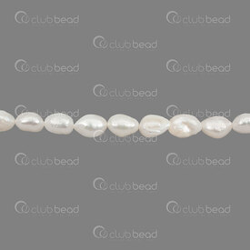 1113-0260 - Fresh Water Pearl Bead Potato (approx. 9x12mm) White 0.5mm hole (approx. 25pcs) 13" String 1113-0260,Beads,Pearls for jewelry,Clearwater,montreal, quebec, canada, beads, wholesale
