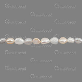 1113-0263-04 - Fresh Water Pearl Bead Potato (approx. 7x9mm) White-Pink-Silver 0.5mm hole 13" String (approx. 35pcs) 1113-0263-04,New Products,montreal, quebec, canada, beads, wholesale