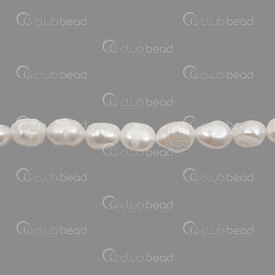 1113-0266 - Perle d'Eau Douce Bille Patate Plat 10x9mm Blanc Cercle Eclat Naturel Trou 0.5mm Corde 13 pouces 1113-0266,Billes,montreal, quebec, canada, beads, wholesale