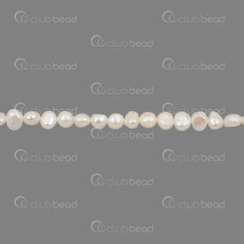 1113-0269-02 - Perle d'Eau Douce Bille Patate Plat (approx. 6x7mm) Blanc Trou 0.5mm Corde 13 Pouces 1113-0269-02,Billes,montreal, quebec, canada, beads, wholesale