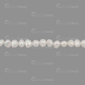 1113-0278-WH - Fresh Water Pearl Bead Flat Potato 7x8-9mm White no curve 0.5mm Hole 15" String 1113-0278-WH,Beads,montreal, quebec, canada, beads, wholesale