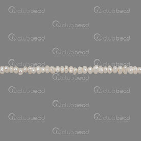 1113-0299-143.0WH - Perle d'Eau Douce Bille Separateur 2x3.5-4mm Blanc Trou Centre 0.5mm Blanc Corde 14po 1113-0299-143.0WH,1113-0,montreal, quebec, canada, beads, wholesale