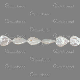 1113-0352 - Freshwater Pearl Bead Drop Pellet 17x13x3mm White Natural Shine 0.5mm hole 13in String !LIMITED QUANTITY! 1113-0352,L*,montreal, quebec, canada, beads, wholesale