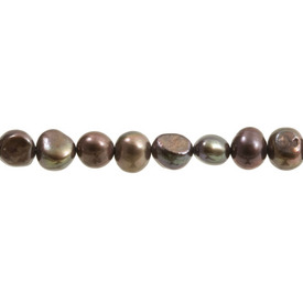 A-1113-0406 - Bille de Perle D'eau Douce Patate 7X6MM Bronze Corde de 16 Pouces A-1113-0406,montreal, quebec, canada, beads, wholesale