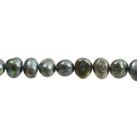 A-1113-0410 - Fresh Water Pearl Bead Potato 7X6MM Iris Teal 16'' String A-1113-0410,montreal, quebec, canada, beads, wholesale