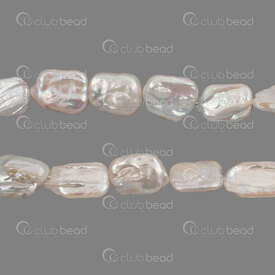 1113-0520-20 - Fresh Water Pearl Bead Rectangle (approx.20x15x6mm) Natural White Shine 0.5mm hole 15" String !LIMITED QUANTITY! 1113-0520-20,Billes rectangles,montreal, quebec, canada, beads, wholesale