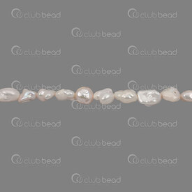 1113-0654-WH - Perle d'Eau Douce Bille Baroque 6-9x7mm Eclat Naturel Blanc Trou 0.5mm Corde 14po !QUANTITE LIMITEE! 1113-0654-WH,Billes,Perles pour bijoux,D'eau douce,montreal, quebec, canada, beads, wholesale