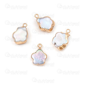 1113-9090-08GL - Pendentif de Perle D'eau Douce Fleur 17.5x12x4mm Blanc Avec Bordure Métalique Or 4pcs 1113-9090-08GL,Pendentifs,Perle,montreal, quebec, canada, beads, wholesale