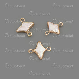 1113-9096-02GL - Fresh Water Pearl Link Star 16x14mm Natural Purple Gold Edge 3pcs !LIMITED QUANTITY! 1113-9096-02GL,Beads,montreal, quebec, canada, beads, wholesale