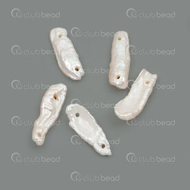 1113-9096-08 - Fresh Water Pearl Link Rectangle Free Form (approx. 20x6mm) White Natural Shine 2 hole 0.8mm 5pcs 1113-9096-08,Links connectors,montreal, quebec, canada, beads, wholesale