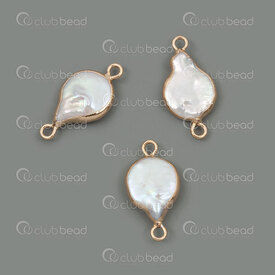 1113-9096-1012GL - Perle d\'Eau Douce Lien Goutte approx.20x12x4mm Eclat Naturel Blanc avec Bordure Or 4pcs !QUANTITE LIMITEE! 1113-9096-1012GL,montreal, quebec, canada, beads, wholesale