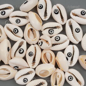 1114-0012-BLK - Shell Pendant Cowrie with Evil Eye app. 20x12x7mm Black Natural 30pcs 1114-0012-BLK,coquillage,montreal, quebec, canada, beads, wholesale