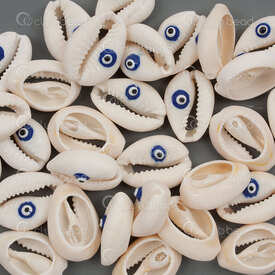 1114-0012 - Shell Pendant Cowrie with Evil Eye app. 20x15x7mm Dark Blue Natural 30pcs 1114-0012,1114-,montreal, quebec, canada, beads, wholesale