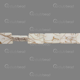 1114-0072-20 - Shell Bead Flat Rectangle 20x15x3mm White AB with Gold Line 0.5mm hole 15" String !LIMITED QUANTITY! 1114-0072-20,Billes rectangles,montreal, quebec, canada, beads, wholesale