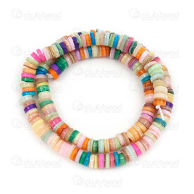 1114-0074-06MIX - Mother Of Pearl Bead Washer 2x6mm Mix Color 1mm Hole (app110pcs) 16" String 1114-0074-06MIX,Beads,Heishi,Shell,montreal, quebec, canada, beads, wholesale