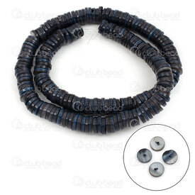 1114-0074-06NY - Mother Of Pearl Bead Washer 2X7mm Navy 1mm Hole 16" String (app110pcs) 1114-0074-06NY,nacre,montreal, quebec, canada, beads, wholesale