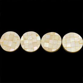 *1114-0165-02 - Mother Of Pearl Bead Flat Round 22MM 9pcs Philippines *1114-0165-02,Bead,Natural,Mother Of Pearl,22MM,Round,Flat Round,Philippines,9pcs,montreal, quebec, canada, beads, wholesale