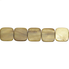 1114-0714-04 - Lake Shell Bead Square 15MM Khaki 16'' String 1114-0714-04,montreal, quebec, canada, beads, wholesale
