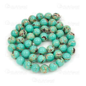 1114-0803-8mm - Shell Bead Turquoise with Gold Line Round 8mm 0.8mm hole 15" String 1114-0803-8mm,1114-08,montreal, quebec, canada, beads, wholesale