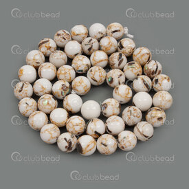 1114-0804-8mm - Shell Bead White with Gold Line Round 8mm 0.8mm hole 15" String 1114-0804-8mm,1114-08,montreal, quebec, canada, beads, wholesale