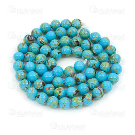 1114-0806-6mm - Shell Bead Pink Blue with Gold Line Round 6mm 0.8mm hole 15" String 1114-0806-6mm,1114-08,montreal, quebec, canada, beads, wholesale