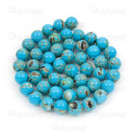 1114-0806-8mm - Shell Bead Blue with Gold Line Round 8mm 0.8mm hole 15" String 1114-0806-8mm,Beads,Shell,montreal, quebec, canada, beads, wholesale